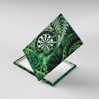 New Zealand Darts Canvas Wall Art Maori Koru Dartboard Green Flame