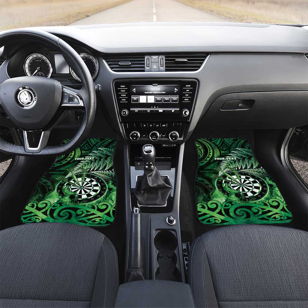 New Zealand Darts Car Mats Maori Koru Dartboard Green Flame