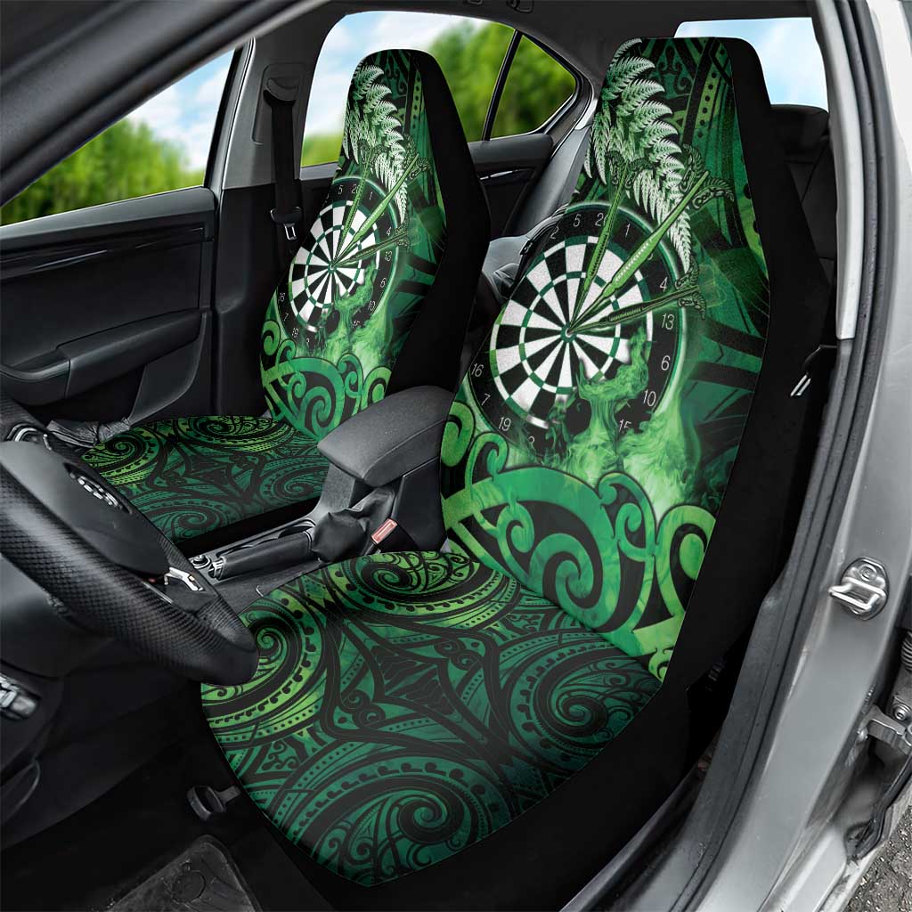 New Zealand Darts Car Seat Cover Maori Koru Dartboard Green Flame