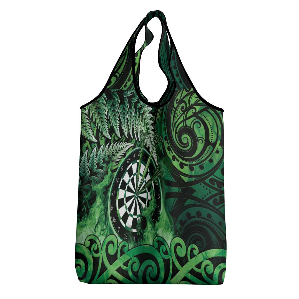 New Zealand Darts Grocery Bag Maori Koru Dartboard Green Flame