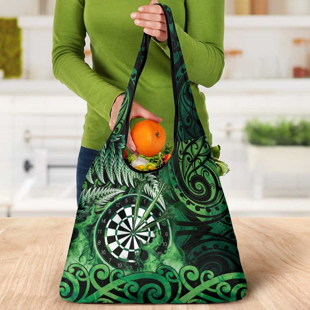 New Zealand Darts Grocery Bag Maori Koru Dartboard Green Flame