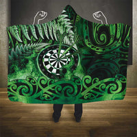 New Zealand Darts Hooded Blanket Maori Koru Dartboard Green Flame