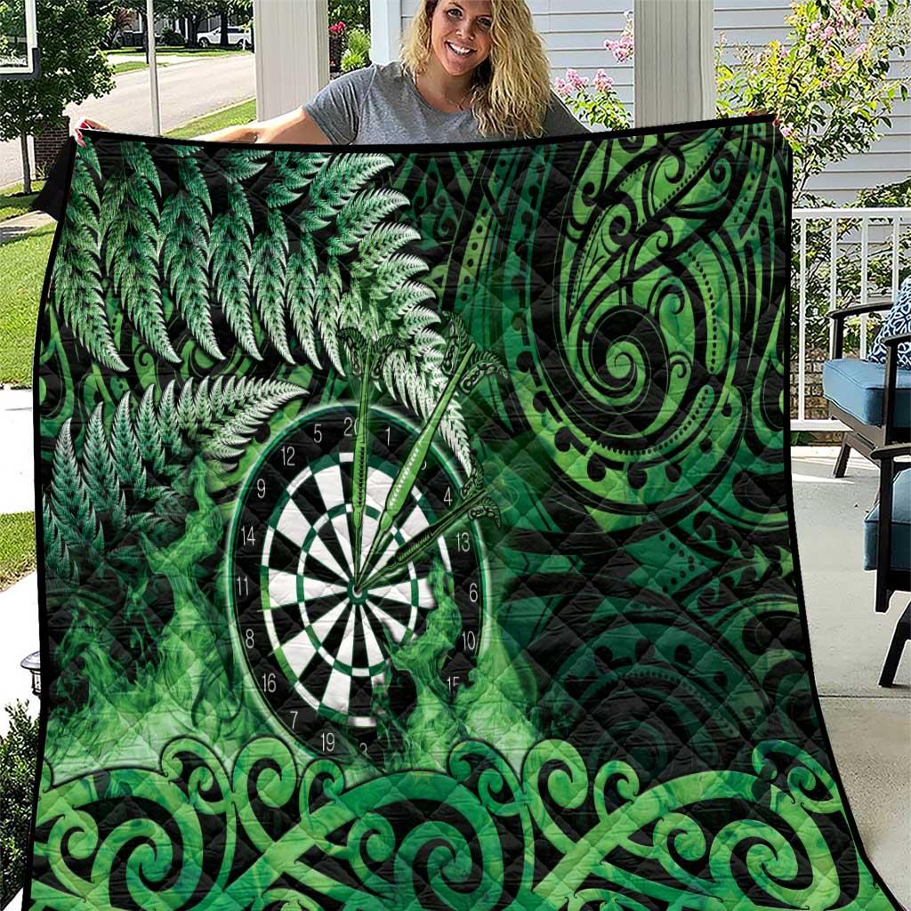New Zealand Darts Quilt Maori Koru Dartboard Green Flame