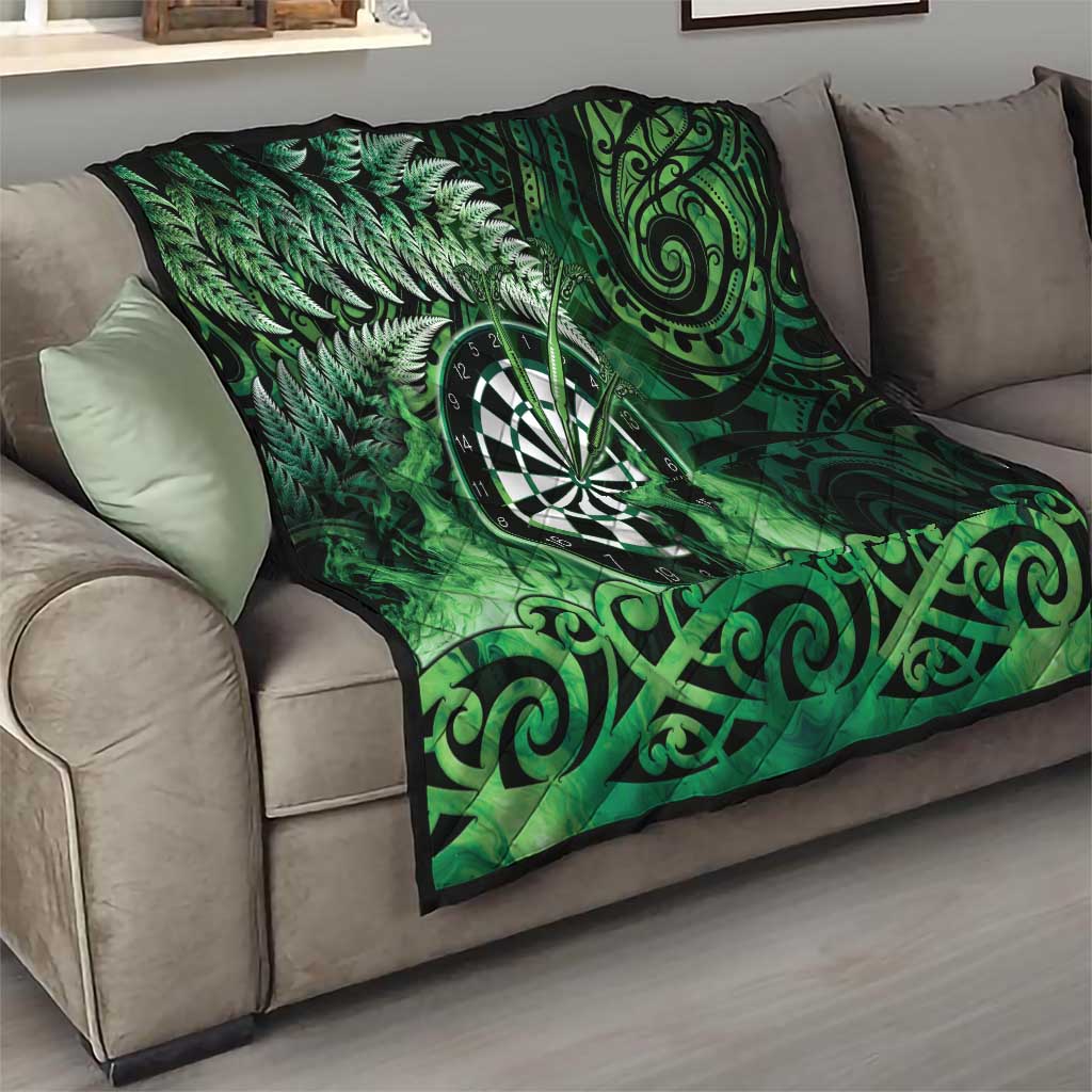 New Zealand Darts Quilt Maori Koru Dartboard Green Flame