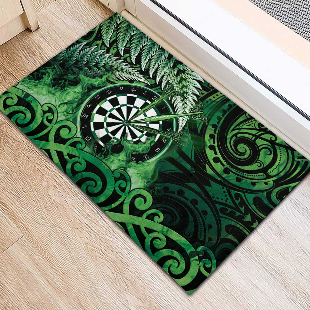 New Zealand Darts Rubber Doormat Maori Koru Dartboard Green Flame