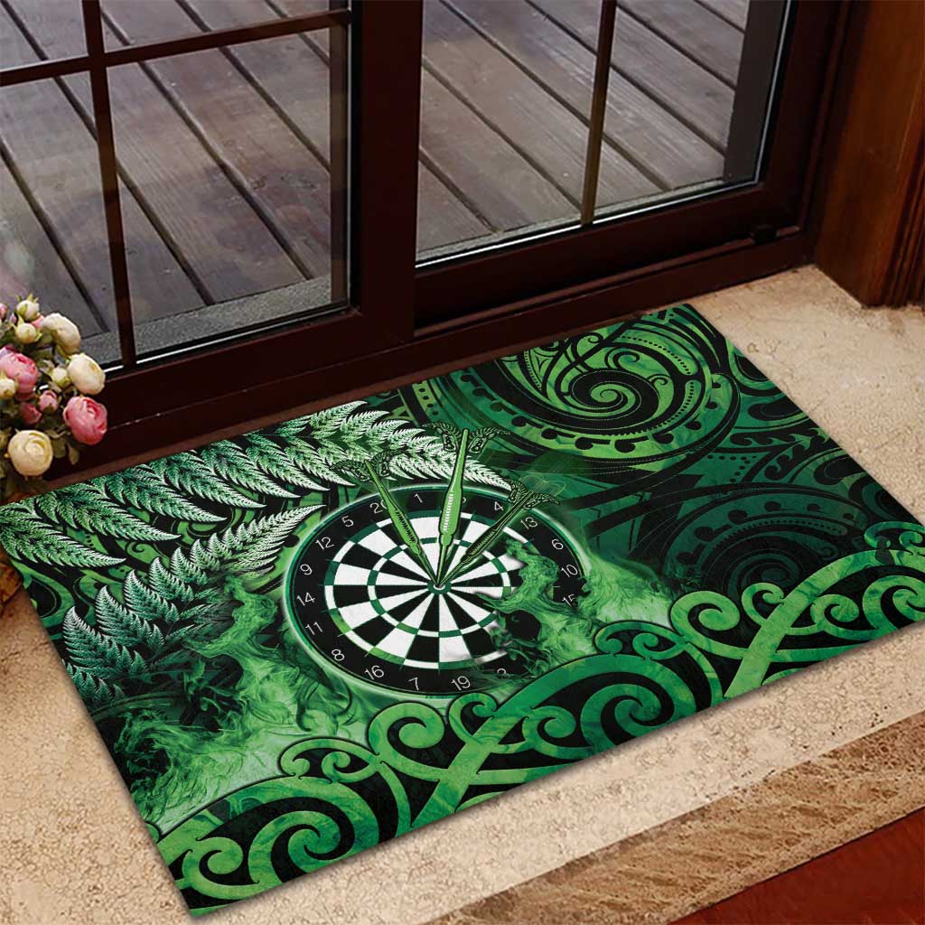 New Zealand Darts Rubber Doormat Maori Koru Dartboard Green Flame
