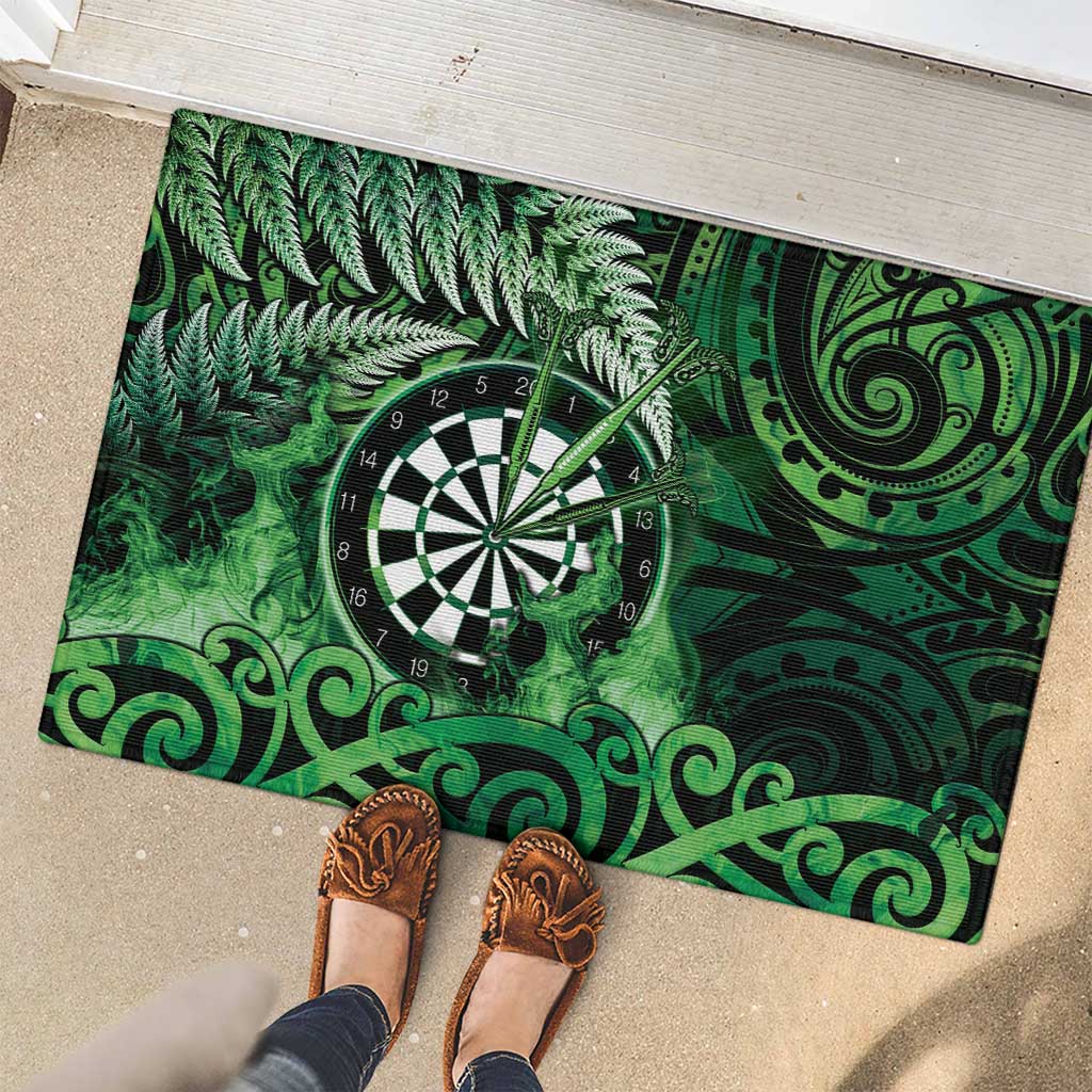 New Zealand Darts Rubber Doormat Maori Koru Dartboard Green Flame