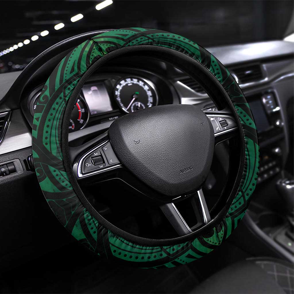 New Zealand Darts Steering Wheel Cover Maori Koru Dartboard Green Flame
