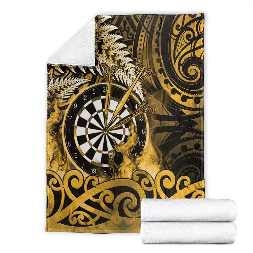 New Zealand Darts Blanket Maori Koru Dartboard Gold Flame