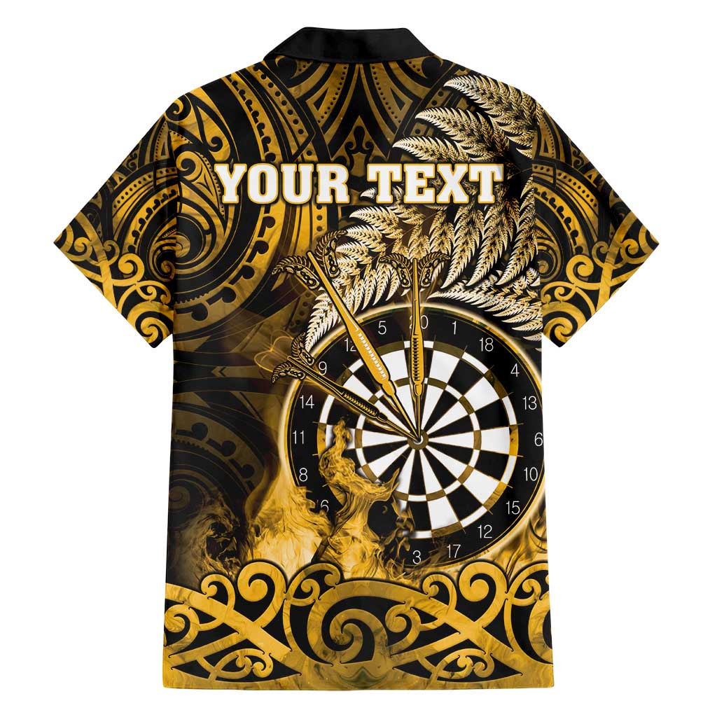 Personalised New Zealand Darts Family Matching Summer Maxi Dress and Hawaiian Shirt Maori Koru Dartboard Gold Flame