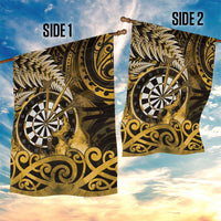 New Zealand Darts Garden Flag Maori Koru Dartboard Gold Flame