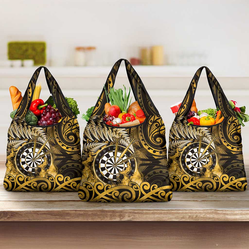 New Zealand Darts Grocery Bag Maori Koru Dartboard Gold Flame LT05 3-pack One Size Gold - Polynesian Pride