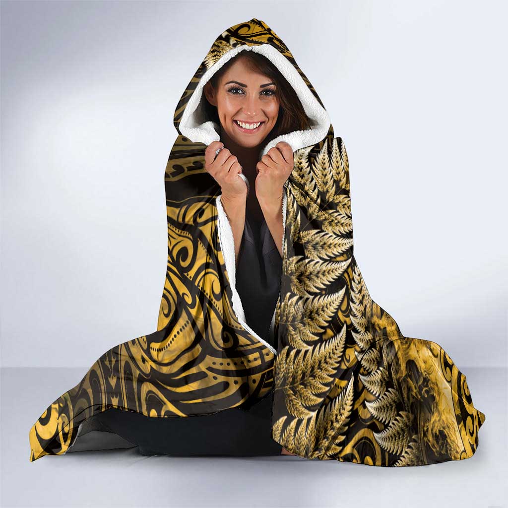 New Zealand Darts Hooded Blanket Maori Koru Dartboard Gold Flame