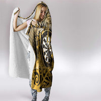 New Zealand Darts Hooded Blanket Maori Koru Dartboard Gold Flame