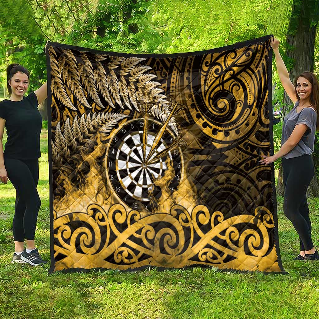 New Zealand Darts Quilt Maori Koru Dartboard Gold Flame