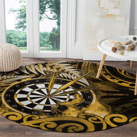 New Zealand Darts Round Carpet Maori Koru Dartboard Gold Flame