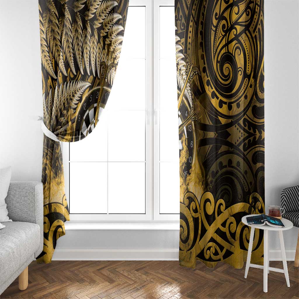 New Zealand Darts Window Curtain Maori Koru Dartboard Gold Flame