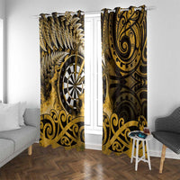 New Zealand Darts Window Curtain Maori Koru Dartboard Gold Flame