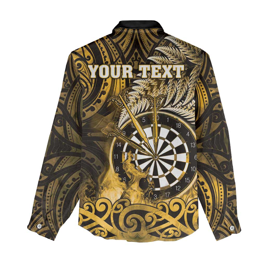Personalised New Zealand Darts Women Casual Shirt Maori Koru Dartboard Gold Flame LT05 - Polynesian Pride