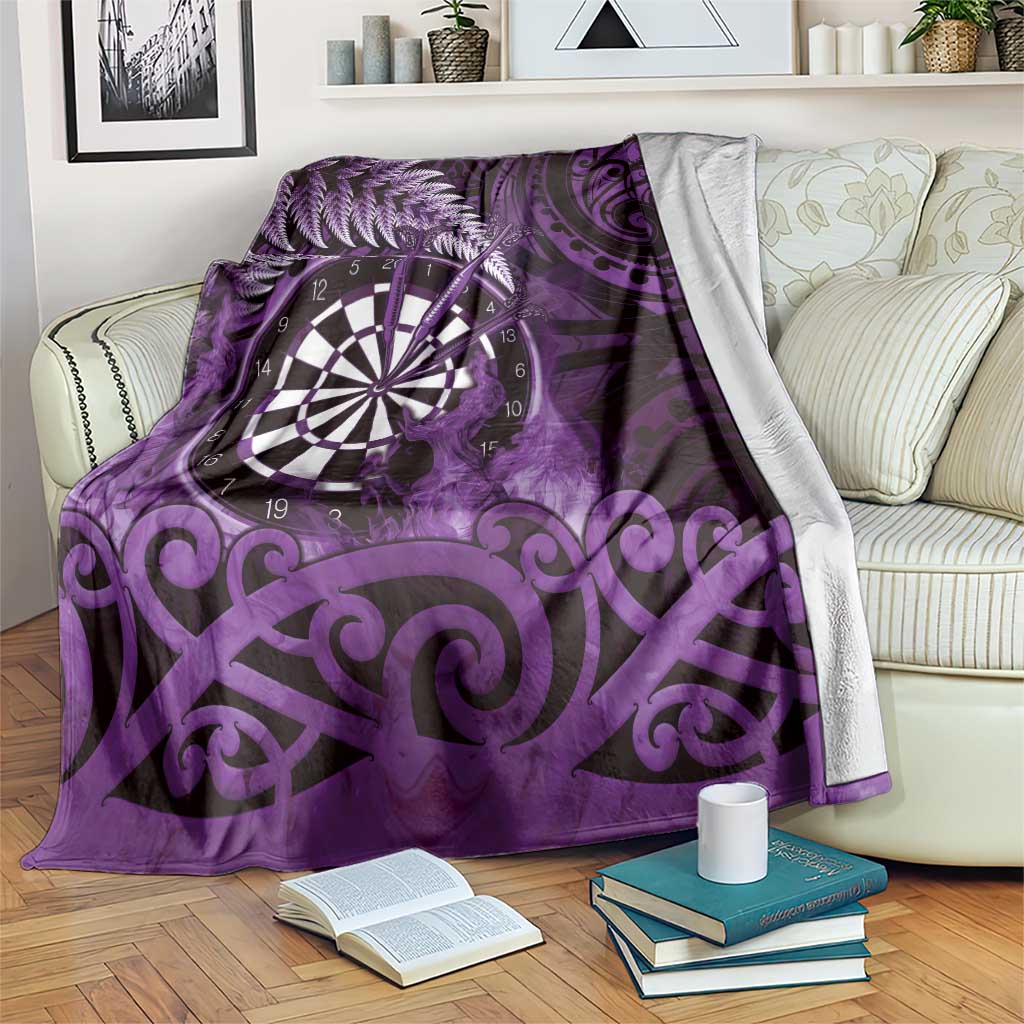 New Zealand Darts Blanket Maori Koru Dartboard Purple Flame