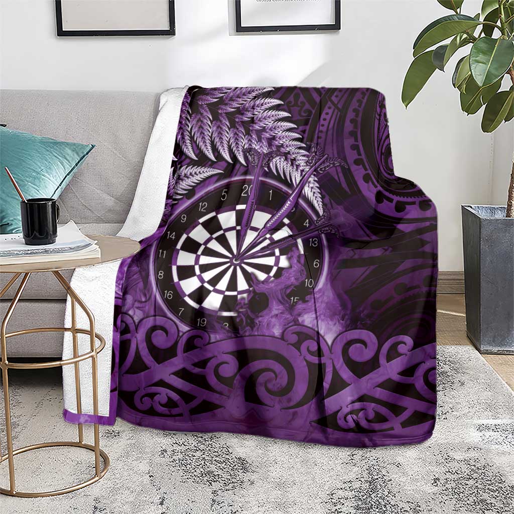 New Zealand Darts Blanket Maori Koru Dartboard Purple Flame