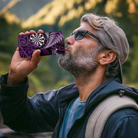 Personalised New Zealand Darts 4 in 1 Can Cooler Tumbler Maori Koru Dartboard Purple Flame LT05 - Polynesian Pride