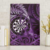 New Zealand Darts Canvas Wall Art Maori Koru Dartboard Purple Flame