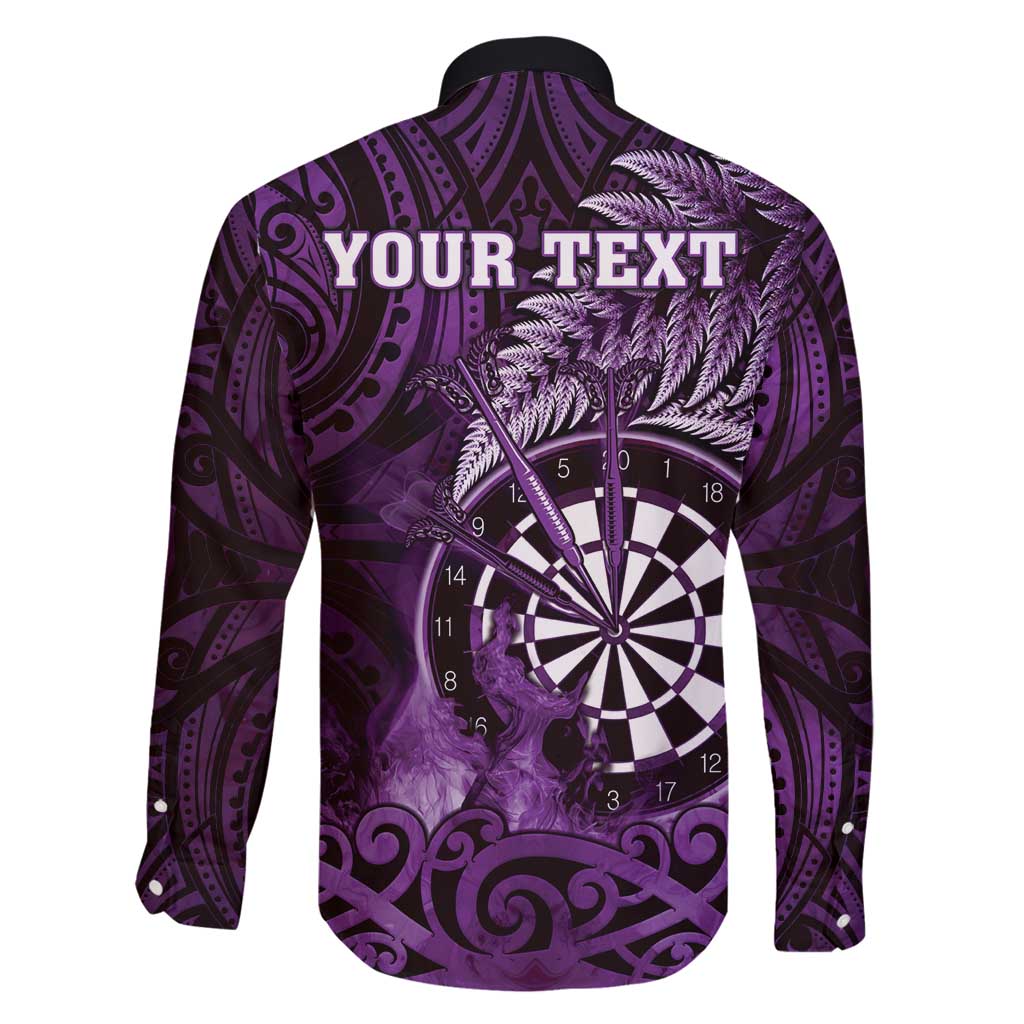 Personalised New Zealand Darts Family Matching Tank Maxi Dress and Hawaiian Shirt Maori Koru Dartboard Purple Flame