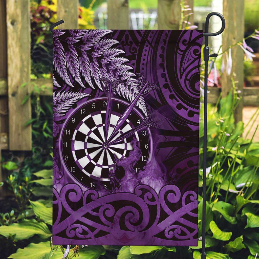 New Zealand Darts Garden Flag Maori Koru Dartboard Purple Flame