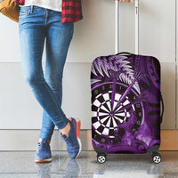 New Zealand Darts Luggage Cover Maori Koru Dartboard Purple Flame