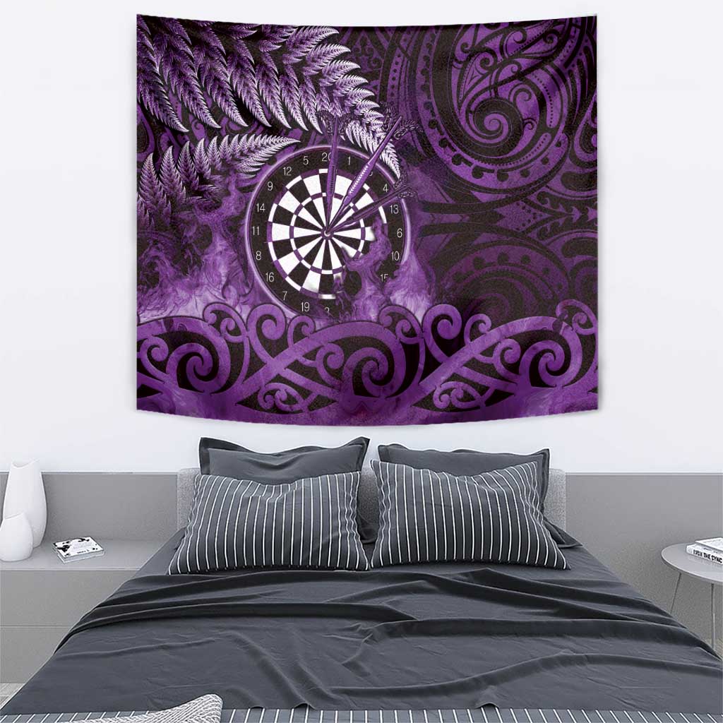 New Zealand Darts Tapestry Maori Koru Dartboard Purple Flame