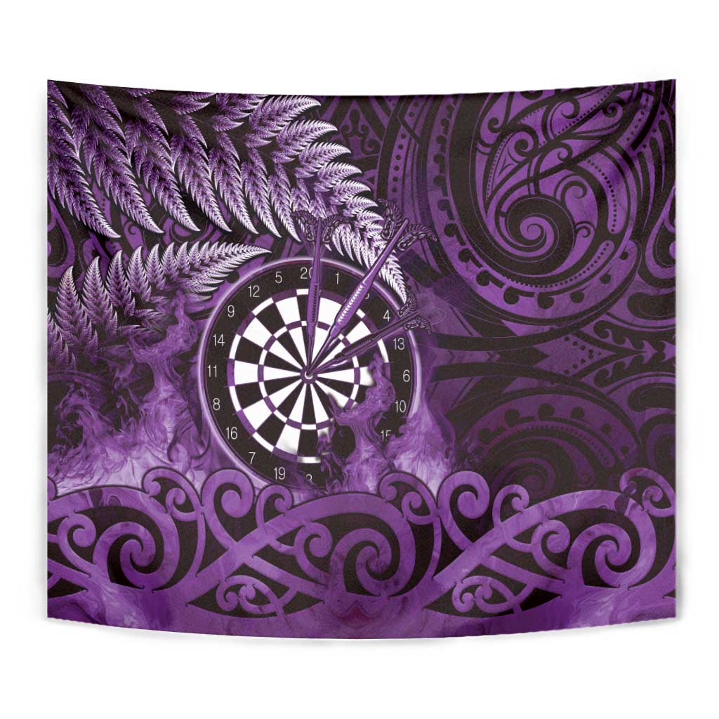 New Zealand Darts Tapestry Maori Koru Dartboard Purple Flame