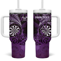 Personalised New Zealand Darts Tumbler With Handle Maori Koru Dartboard Purple Flame LT05 One Size: 40 oz Purple - Polynesian Pride