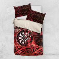 New Zealand Darts Bedding Set Maori Koru Dartboard Red Flame