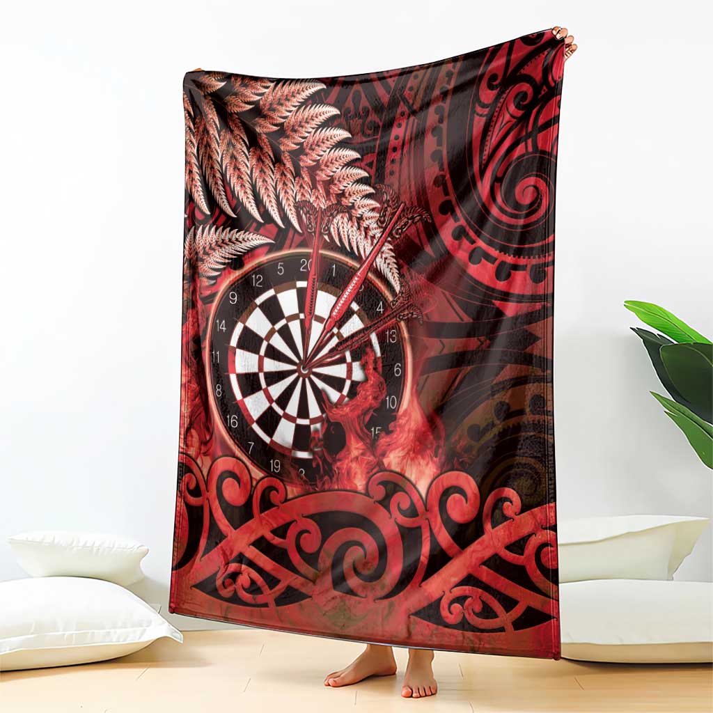New Zealand Darts Blanket Maori Koru Dartboard Red Flame