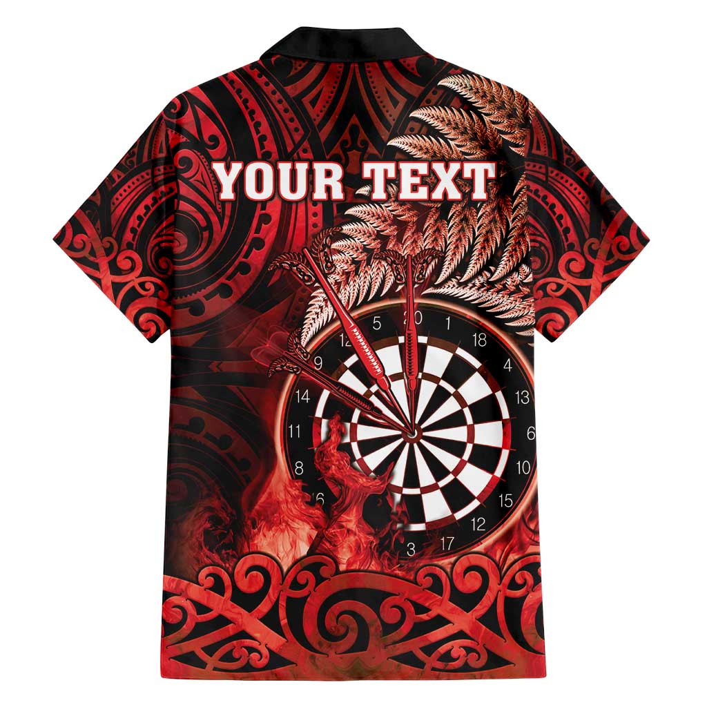 Personalised New Zealand Darts Family Matching Summer Maxi Dress and Hawaiian Shirt Maori Koru Dartboard Red Flame