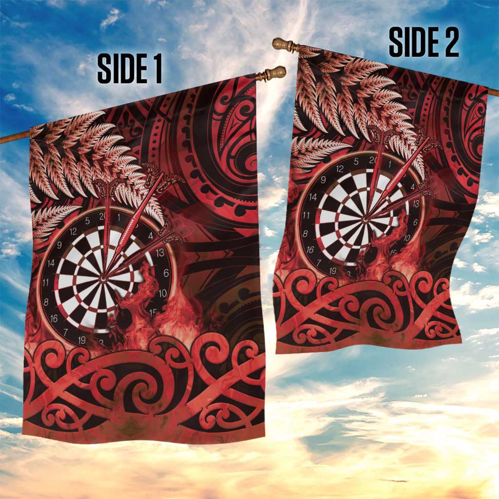New Zealand Darts Garden Flag Maori Koru Dartboard Red Flame
