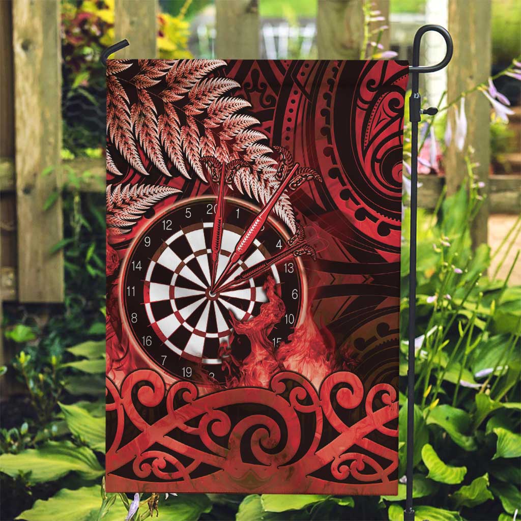 New Zealand Darts Garden Flag Maori Koru Dartboard Red Flame