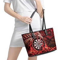 New Zealand Darts Leather Tote Bag Maori Koru Dartboard Red Flame