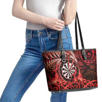 New Zealand Darts Leather Tote Bag Maori Koru Dartboard Red Flame