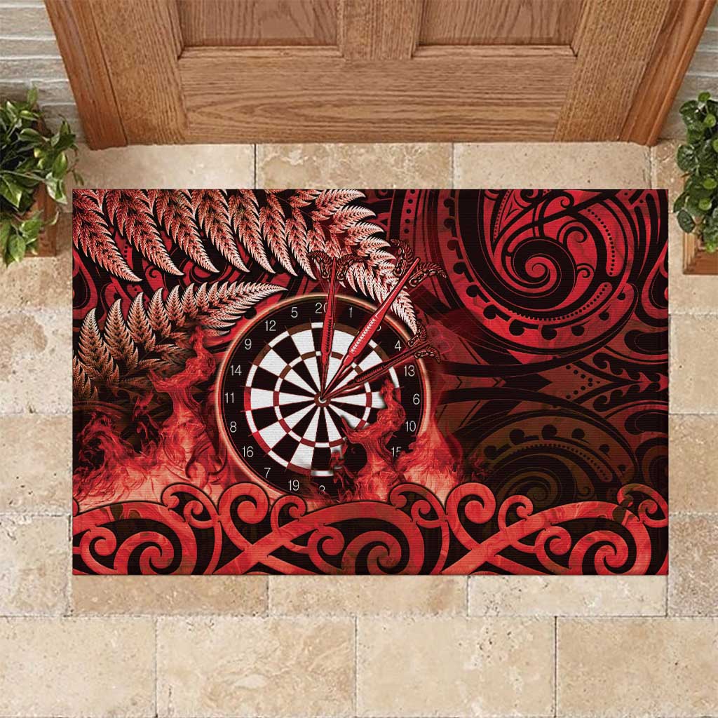 New Zealand Darts Rubber Doormat Maori Koru Dartboard Red Flame