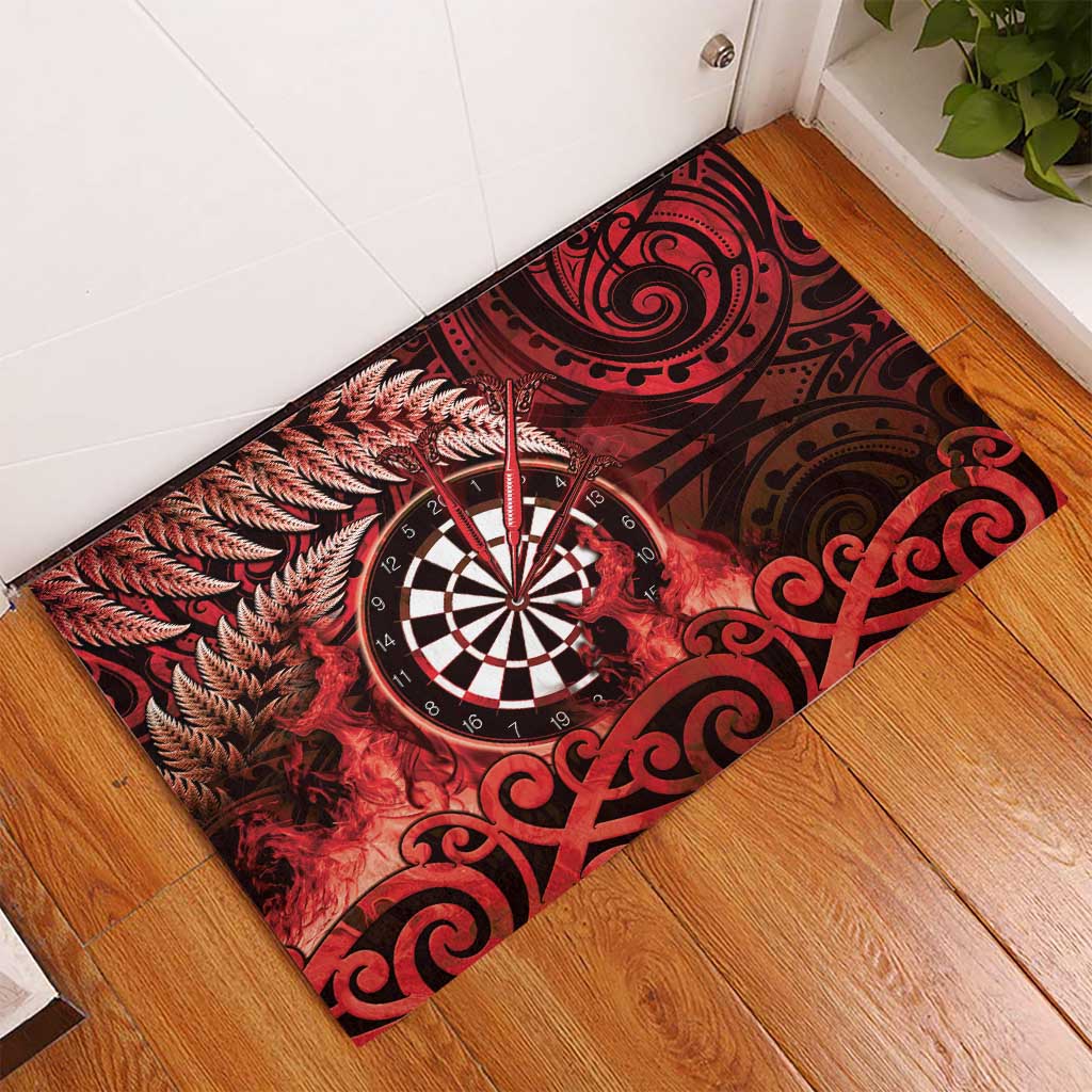New Zealand Darts Rubber Doormat Maori Koru Dartboard Red Flame