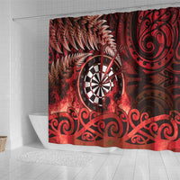 New Zealand Darts Shower Curtain Maori Koru Dartboard Red Flame