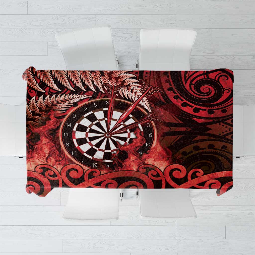 New Zealand Darts Tablecloth Maori Koru Dartboard Red Flame