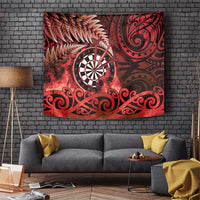 New Zealand Darts Tapestry Maori Koru Dartboard Red Flame