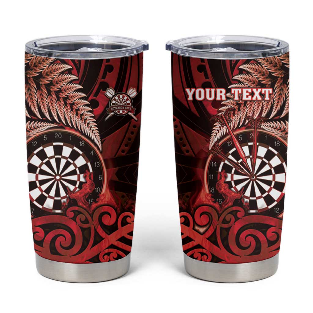 Personalised New Zealand Darts Tumbler Cup Maori Koru Dartboard Red Flame LT05 Red - Polynesian Pride