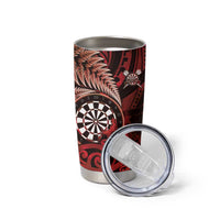 Personalised New Zealand Darts Tumbler Cup Maori Koru Dartboard Red Flame LT05 - Polynesian Pride