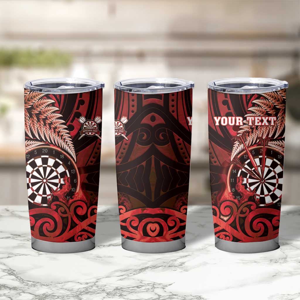 Personalised New Zealand Darts Tumbler Cup Maori Koru Dartboard Red Flame LT05 - Polynesian Pride