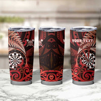 Personalised New Zealand Darts Tumbler Cup Maori Koru Dartboard Red Flame LT05 - Polynesian Pride