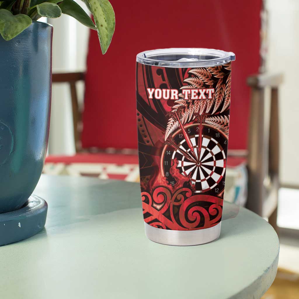 Personalised New Zealand Darts Tumbler Cup Maori Koru Dartboard Red Flame LT05 - Polynesian Pride